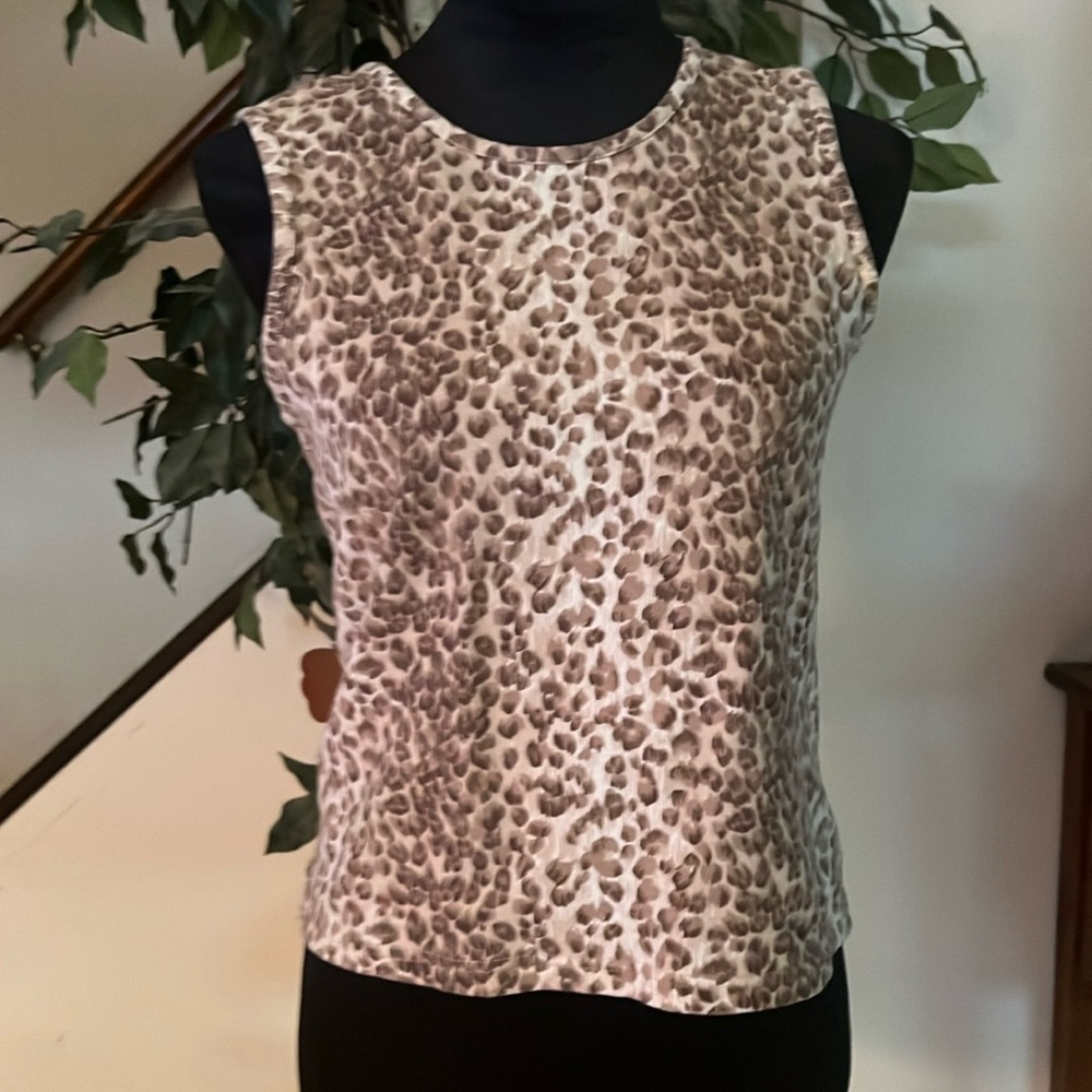 Liz Claiborne sleeveless top, S, leopard print